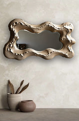 Copper Concrete Random Shape Mirror