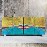 Gold Foil with Blue Design Cabinet