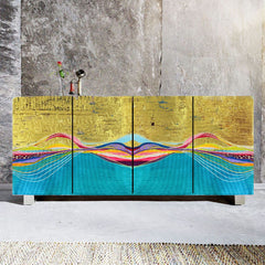 Gold Foil with Blue Design Cabinet