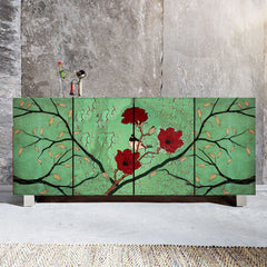 Green with Red Flower Cabinet
