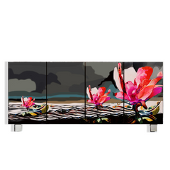 Abstract Red Lotus Cabinet