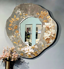Grey Concrete & Gold Mirror