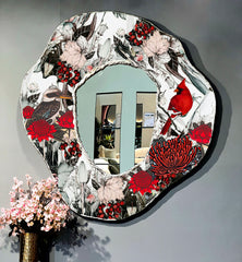 White Red Pink Leaves Mirror