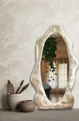 White Concrete Floor Mirror