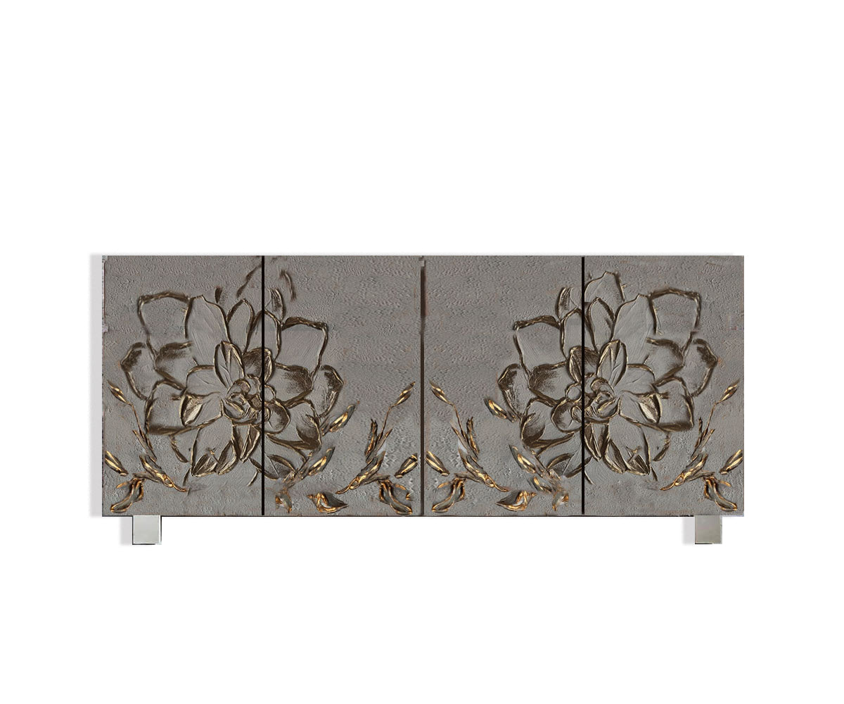 Gray Concrete Gold Flower Cabinet