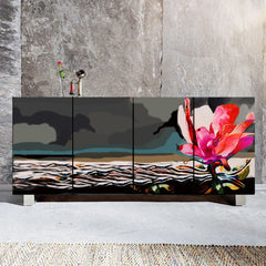 Abstract Red Lotus Cabinet