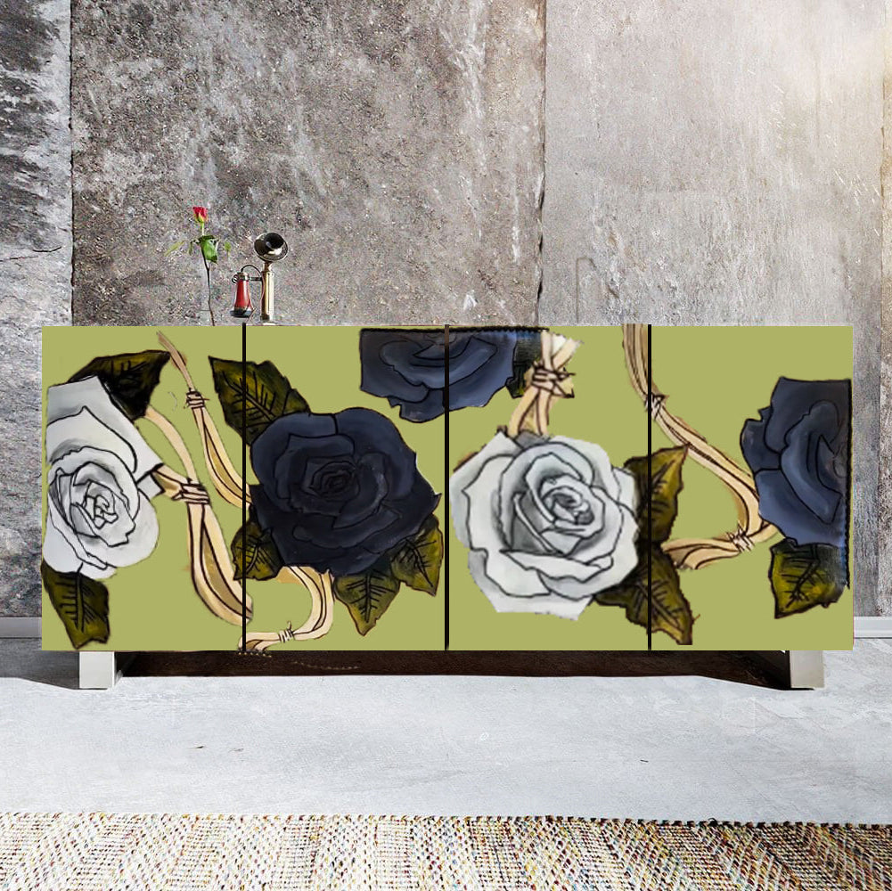 Vintage Green Rose Cabinet