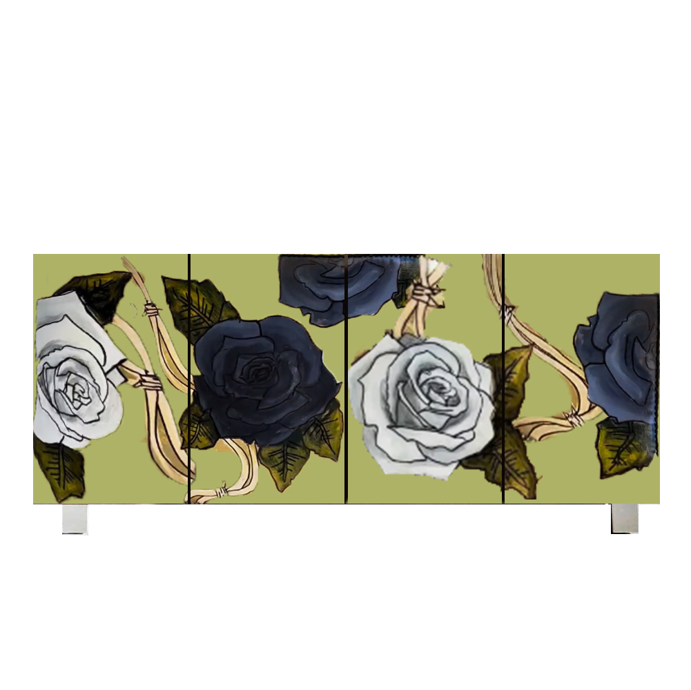 Vintage Green Rose Cabinet