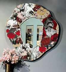 White Red Pink Leaves Mirror 2